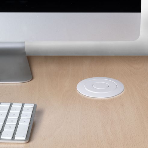 Emuca Multipresa estraibile Vertikal, 3 prese Schuko, 2 USB tipo A, Tecnoplastica e Alluminio, Verniciato bianco