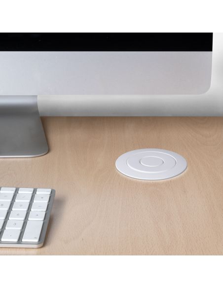 Emuca Multipresa estraibile Vertikal, 3 prese Schuko, 2 USB tipo A, Tecnoplastica e Alluminio, Verniciato bianco