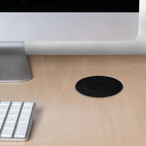 Emuca Multipresa estraibile Vertikal, 3 prese Schuko, 2 USB tipo A, Tecnoplastica e Alluminio, Verniciato nero