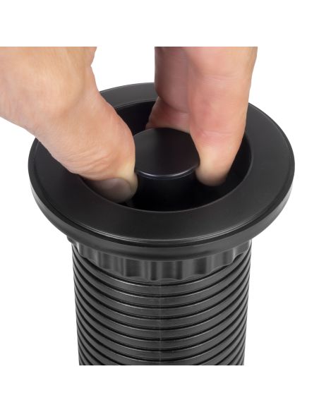 Emuca Multipresa estraibile Vertikal, 3 prese Schuko, 2 USB tipo A, Tecnoplastica e Alluminio, Verniciato nero