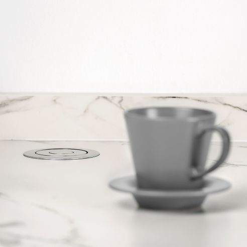 Emuca Multipresa estraibile Vertikal, 3 prese Schuko, 1 USB Tipo A, 1 USB Tipo C, Tecnoplastica e Alluminio, Grigio metallizzata