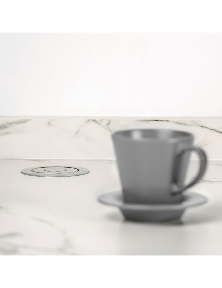 Emuca Multipresa estraibile Vertikal, 3 prese Schuko, 1 USB Tipo A, 1 USB Tipo C, Tecnoplastica e Alluminio, Grigio metallizzata