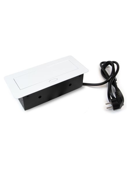 Emuca Multipresa Atom 26 Lite per scrivania, Verniciato bianco, Zama e Acciaio e Tecnoplastica