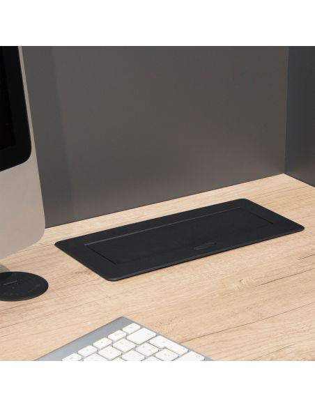 Emuca Multipresa Atom 26 Lite per scrivania, Verniciato nero, Zama e Acciaio e Tecnoplastica