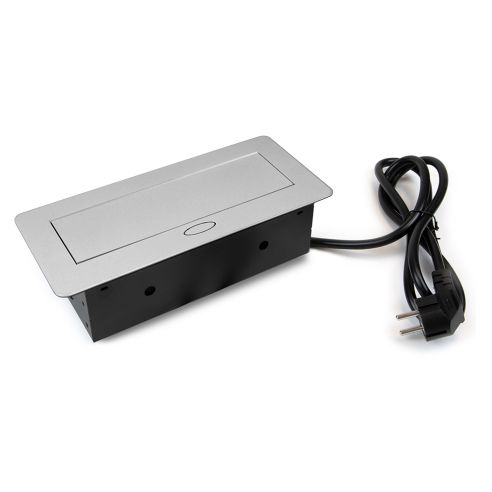 Emuca Multipresa Atom 26 Lite per scrivania, Verniciato alluminio, Zama e Acciaio e Tecnoplastica