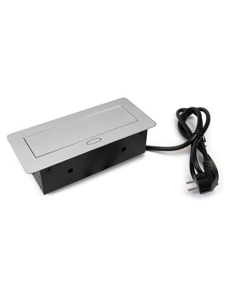 Emuca Multipresa Atom 26 Lite per scrivania, Verniciato alluminio, Zama e Acciaio e Tecnoplastica