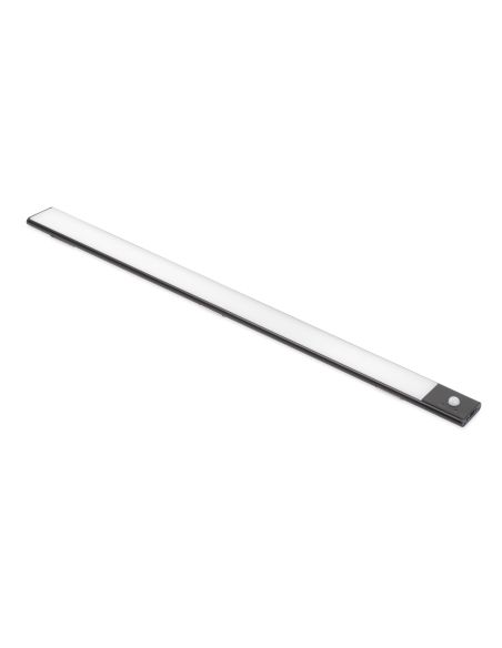 Emuca Lampada LED ricaricabile con USB Kaus Black con sensore di movimento, L400mm, Tecnoplastica e Alluminio, Verniciato nero