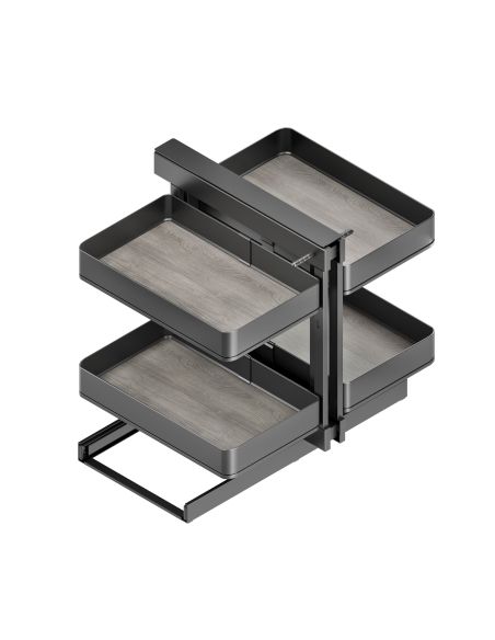 Emuca Sistema angolare articolato estraibile Harmony per mobile da cucina, Destra/Sinistra, Acciaio e Legno, Grigio antracite