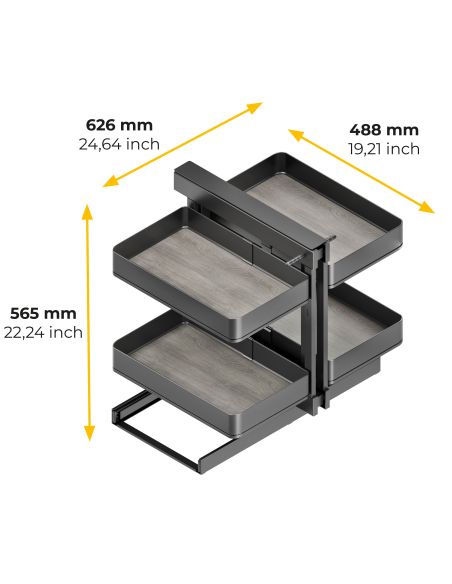 Emuca Sistema angolare articolato estraibile Harmony per mobile da cucina, Destra/Sinistra, Acciaio e Legno, Grigio antracite