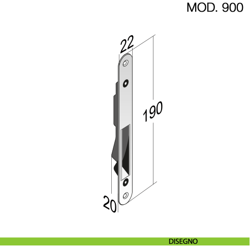 Serratura magnetica Bonaiti B-One chiave modello 900 - disegno contropiastra