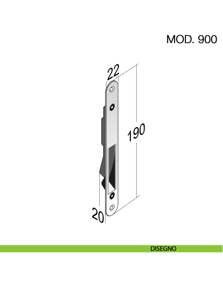 Serratura magnetica Bonaiti B-One chiave modello 900 - disegno contropiastra