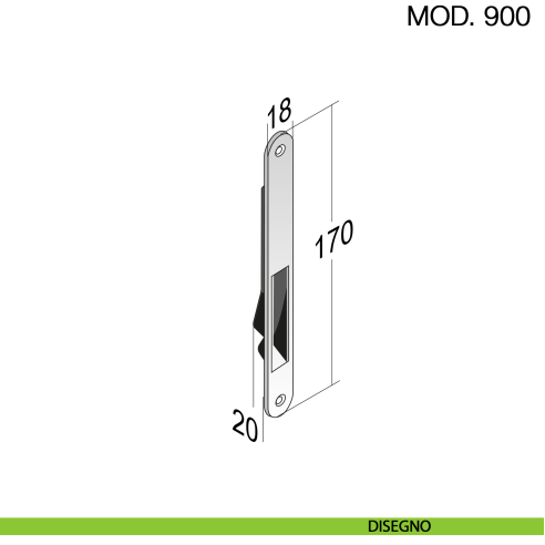 Serratura magnetica Bonaiti B-One chiave modello 900 - disegno contropiastra