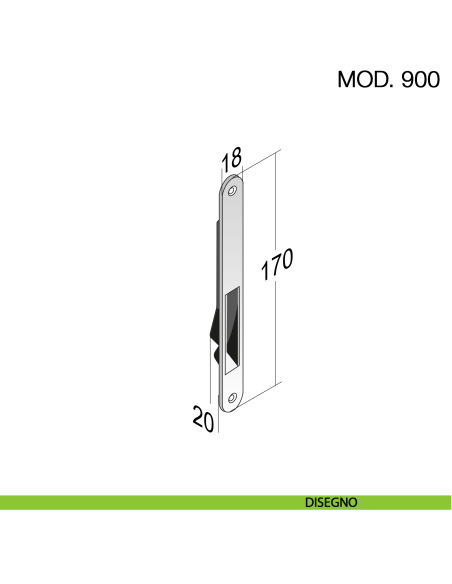 Serratura magnetica Bonaiti B-One chiave modello 900 - disegno contropiastra