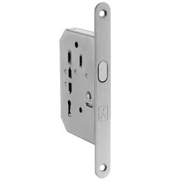 Serratura a gancio Bonaiti per porta scorrevole con chiave snodata modello L60 - cromato satinato