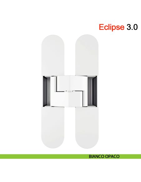 Cerniera a scomparsa regolabile per porta AGB Eclipse 3.0 - cromato opaco - bianco opaco
