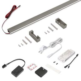 Emuca Kit barra per armadio Luxe, striscia LED 4,5x8 Neonlynx V, sensore di movimento RF Smart e convertitore Smart (24V DC), lu