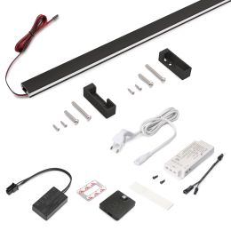 Emuca Kit barra per armadio Luxe, striscia LED 4,5x8 Neonlynx V, sensore di movimento RF Smart e convertitore Smart (24V DC), lu