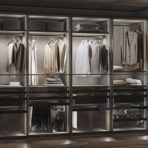 Emuca Kit barra per armadio Luxe, striscia LED 4,5x8 Neonlynx V, sensore di movimento RF Smart e convertitore Smart (24V DC), lu