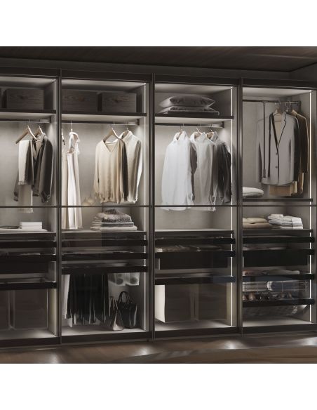 Emuca Kit barra per armadio Luxe, striscia LED 4,5x8 Neonlynx V, sensore di movimento RF Smart e convertitore Smart (24V DC), lu