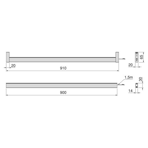 Emuca Kit barra per armadio Luxe, striscia LED 4,5x8 Neonlynx V, sensore di movimento RF Smart e convertitore Smart (24V DC), lu