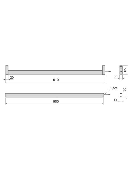 Emuca Kit barra per armadio Luxe, striscia LED 4,5x8 Neonlynx V, sensore di movimento RF Smart e convertitore Smart (24V DC), lu