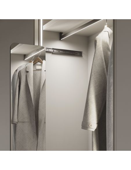 Emuca Kit barra per armadio Luxe, striscia LED 4,5x8 Neonlynx V, sensore di movimento RF Smart e convertitore Smart (24V DC), lu