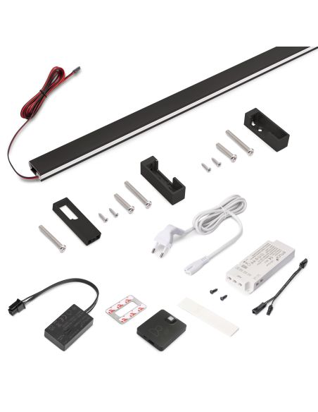 Emuca Kit barra per armadio Luxe, striscia LED 4,5x8 Neonlynx V, sensore di movimento RF Smart e convertitore Smart (24V DC), lu