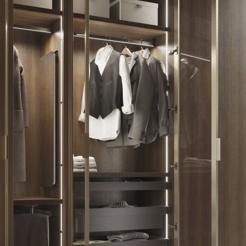 Emuca Kit barra per armadio Luxe, striscia LED 4,5x8 Neonlynx V, sensore di movimento RF Smart e convertitore Smart (24V DC), lu