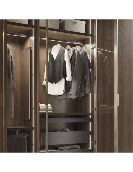 Emuca Kit barra per armadio Luxe, striscia LED 4,5x8 Neonlynx V, sensore di movimento RF Smart e convertitore Smart (24V DC), lu