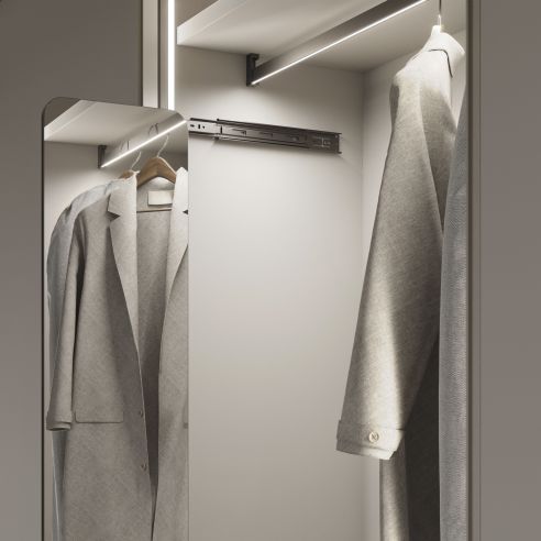 Emuca Kit barra per armadio Luxe, striscia LED 4,5x8 Neonlynx V, sensore di movimento RF Smart e convertitore Smart (24V DC), lu