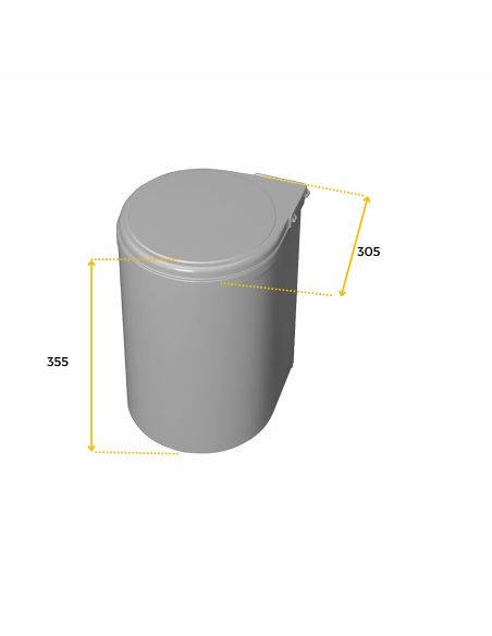 Emuca Pattumiera per differenziata fissaggio all’anta, contenitore da 13L, Plastica grigia, Tecnoplastica