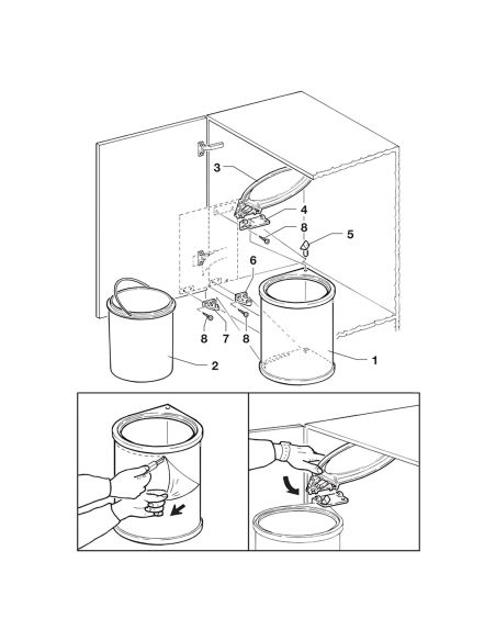 Emuca Pattumiera per differenziata fissaggio all’anta, contenitore da 13L, Plastica grigia, Tecnoplastica