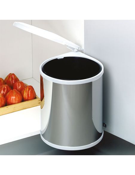 Emuca Pattumiera per differenziata fissaggio all’anta, contenitore da 13L, Acciaio inossidabile