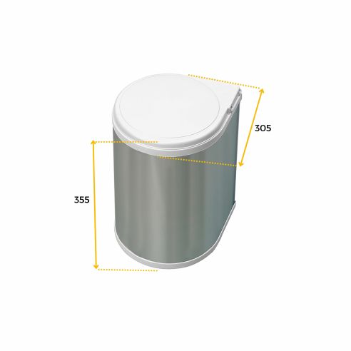 Emuca Pattumiera per differenziata fissaggio all’anta, contenitore da 13L, Acciaio inossidabile