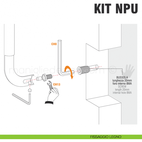 Kit fissaggio NPU non passante universale per maniglioni Colombo Design