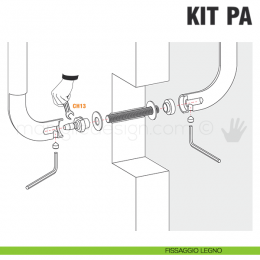 Kit fissaggio PA passante accoppiato per maniglioni Colombo Design 2