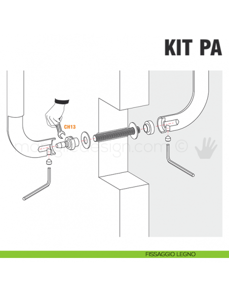 Kit fissaggio PA passante accoppiato per maniglioni Colombo Design