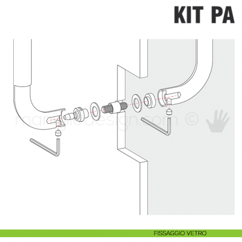 Kit fissaggio PA passante accoppiato per maniglioni Colombo Design