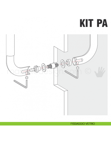Kit fissaggio PA passante accoppiato per maniglioni Colombo Design