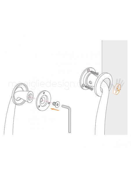 Kit fissaggio ROS non passante singolo per maniglioni Colombo Design