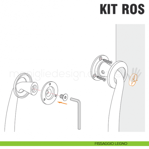 Kit fissaggio ROS non passante singolo per maniglioni Colombo Design