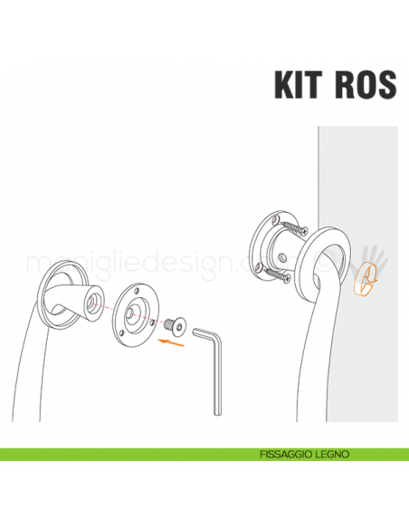 Kit fissaggio ROS non passante singolo per maniglioni Colombo Design