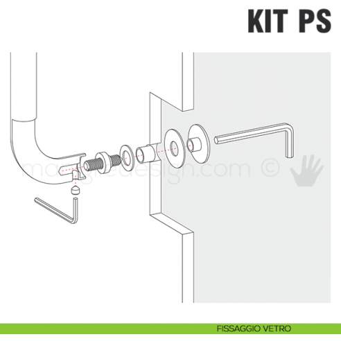 Kit fissaggio PS passante singolo maniglioni Colombo Design