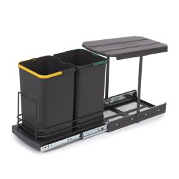 Emuca Contenitore per la raccolta differenziata Recycle da montare sul fondo e da estrarre manualmente/automaticamente in cucina