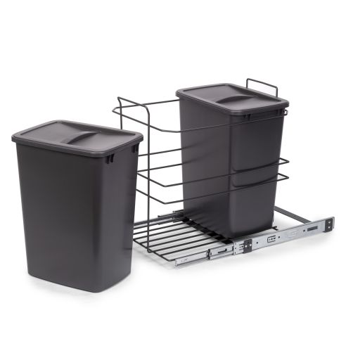 Emuca Contenitore per la raccolta differenziata Recycle da montare sul fondo e da estrarre manualmente in cucina Recycle 2x35lt