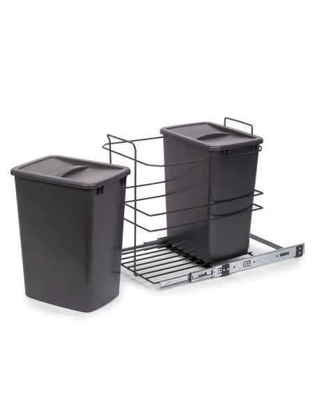 Emuca Contenitore per la raccolta differenziata Recycle da montare sul fondo e da estrarre manualmente in cucina Recycle 2x35lt