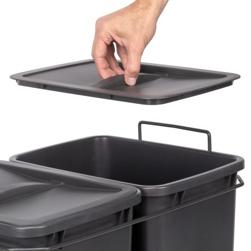 Emuca Contenitore per la raccolta differenziata Recycle da montare sul fondo e da estrarre manualmente in cucina Recycle 2x35lt