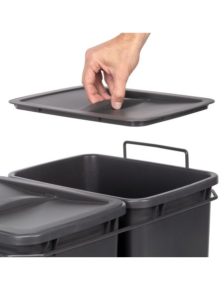 Emuca Contenitore per la raccolta differenziata Recycle da montare sul fondo e da estrarre manualmente in cucina Recycle 2x35lt