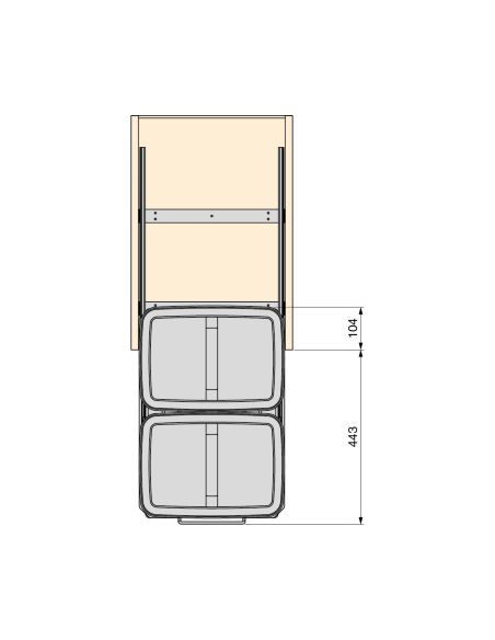 Emuca Contenitore per la raccolta differenziata Recycle da montare sul fondo e da estrarre manualmente in cucina Recycle 2x35lt