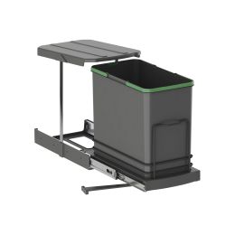 Emuca Pattumiera per differenziata Recycle da cucina, 24 L, fissaggio sul fondo ed estrazione manuale/automaticamente, Plastica